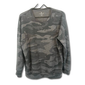 Tuff Athletic Crew Neck Pullover Top Sweatshirt Gray Camo Woman Size S